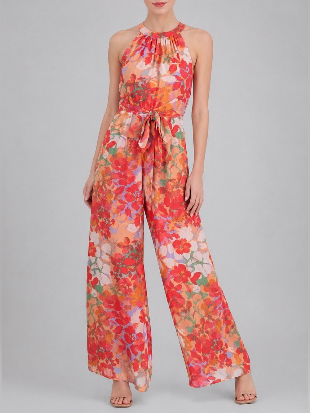 ๐๐VinceCamuto Floral Wide Leg Jumpsuit Waist Maxi Romper Size 6 Summer Vacation - Picture 1 of 17